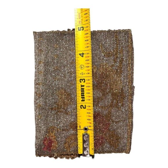 Vintage Victorian Flapper Glass Hand-Beaded Floral Gold Evening Clutch Bag READ - Picture 5 of 6